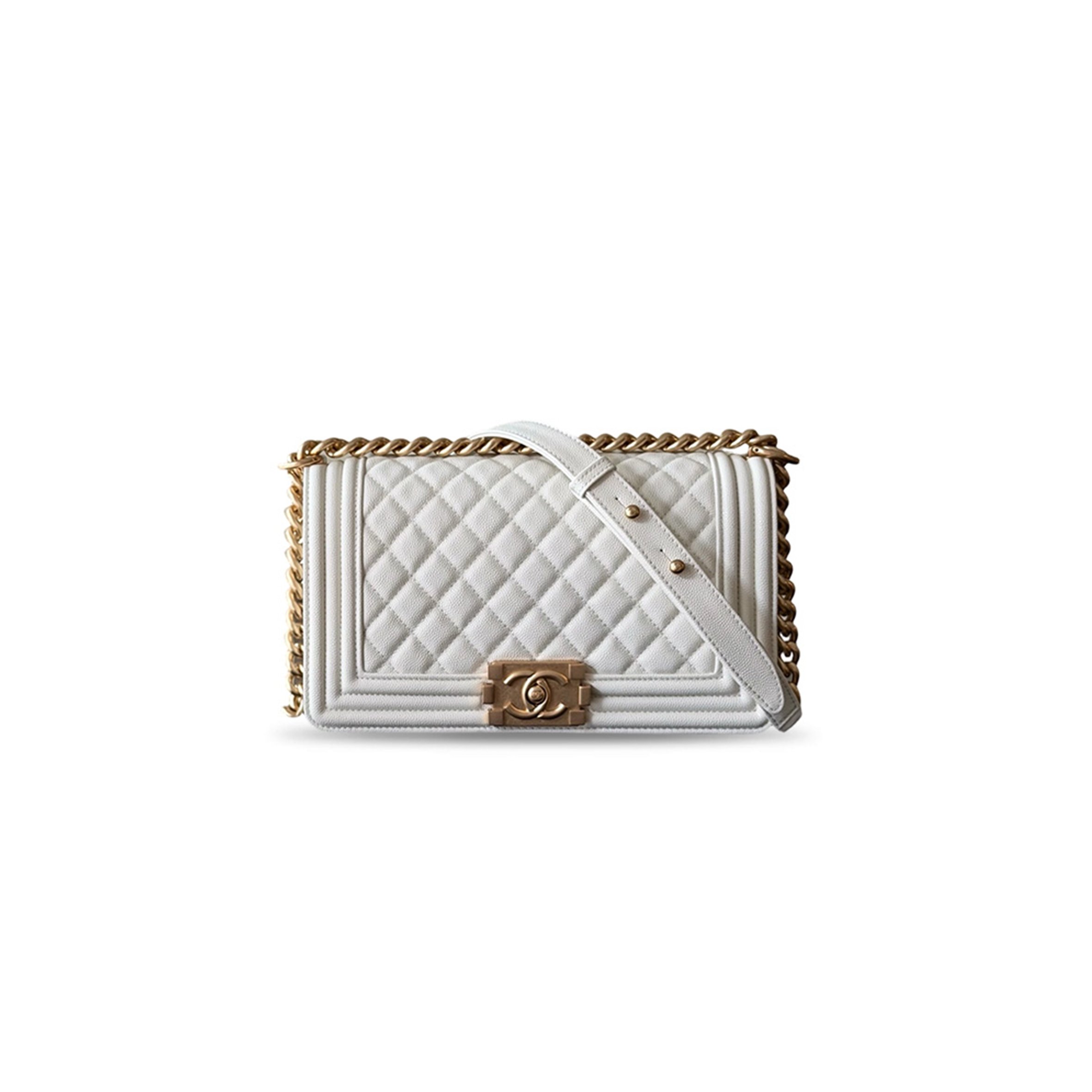 CHANEL MASTER MEDIUM BOY HANDBAG CAVIAR CALFSKIN FINISH METAL (25*15*9cm)
